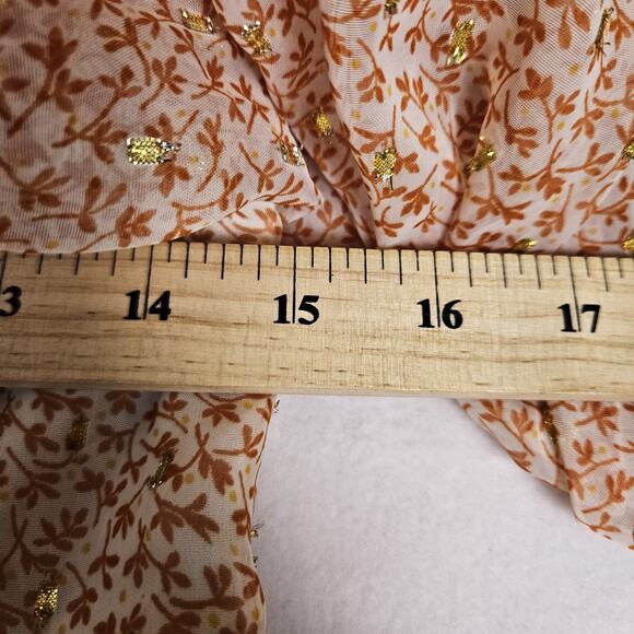 ASOS Curve Maxi Dress Lurex Chiffon Ditsy Floral Cottage Boho Fairy Gold Size 4 - Picture 12 of 16